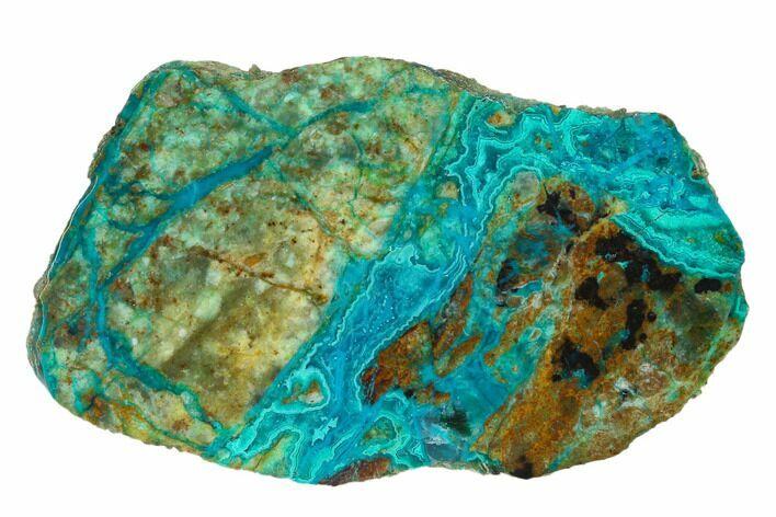 Polished Chrysocolla & Plume Malachite - Bagdad Mine, Arizona #136109